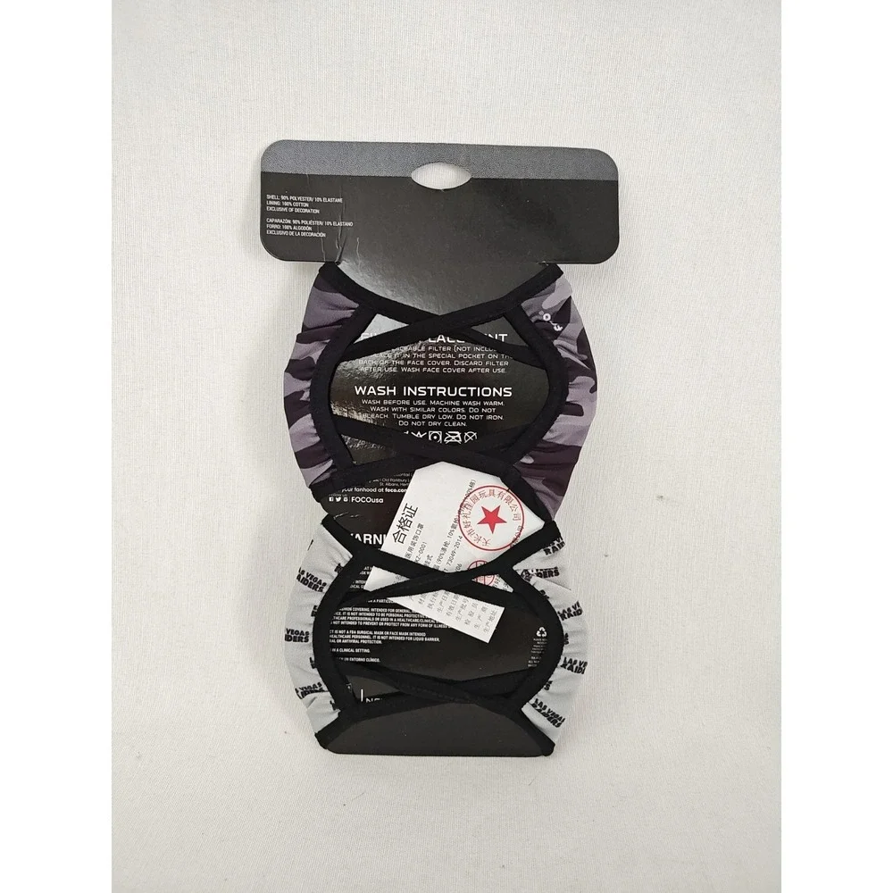 LAS VEGAS RAIDERS FACE MASKS COVERS LICENSED WASHABLE REUSABLE OSFM NEW 2PK CAMO